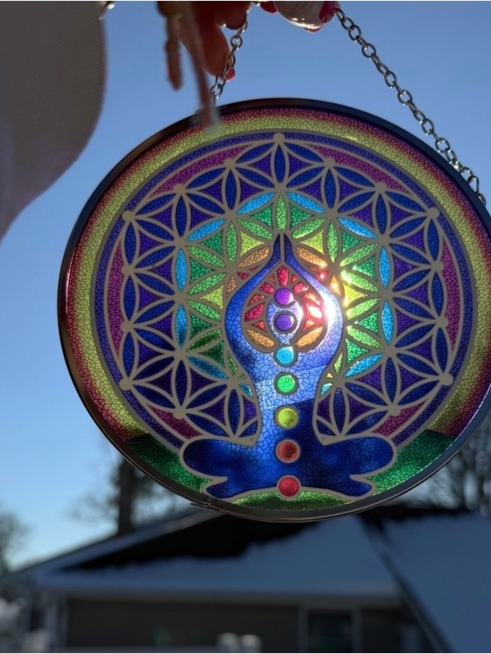 Colorful Rainbow Chakra Suncatcher Wall Art